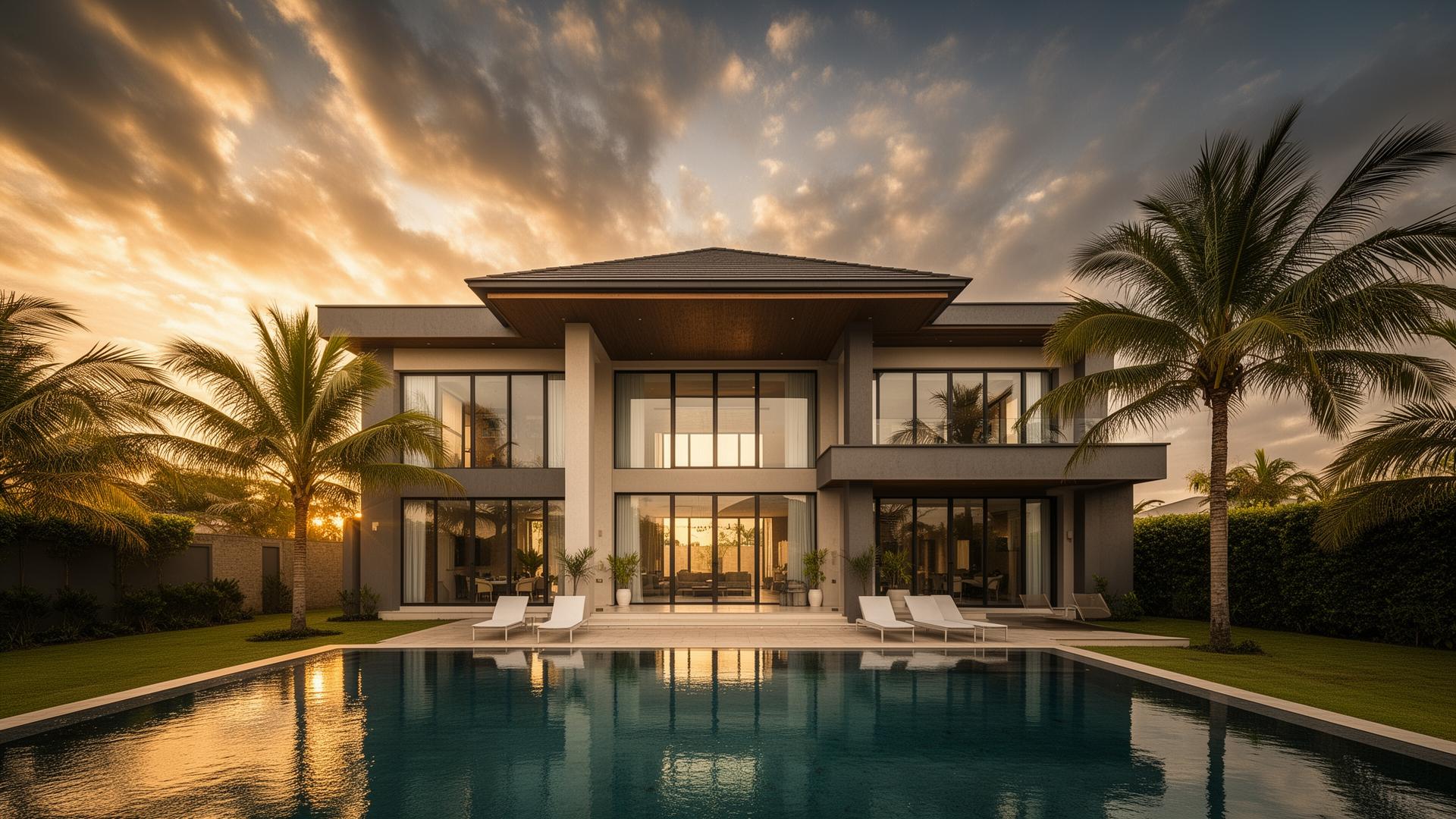 Luxury villa at golden hour